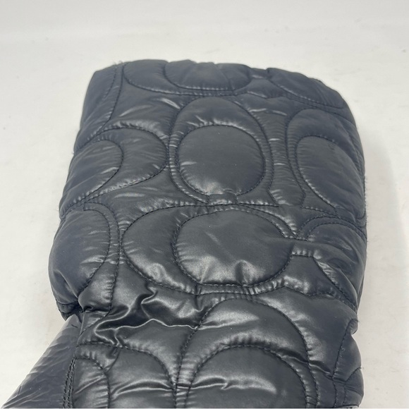 Coach Cantina Quilted Puffer Wedge Boots Womens 9 B Black Patent Signature C - Picture 10 of 13